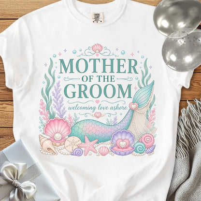 Mother of the Groom, 'Welcoming Love Ashore' - Premium Wedding T-Shirt