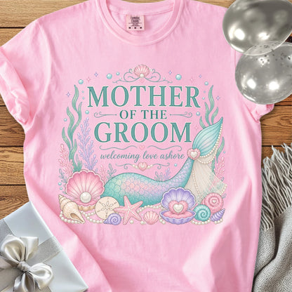 Mother of the Groom, 'Welcoming Love Ashore' - Premium Wedding T-Shirt