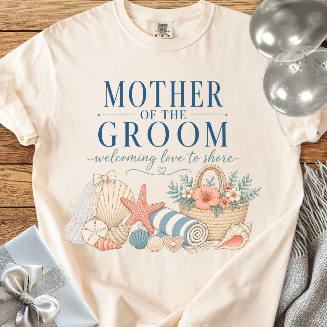 Mother of the Groom, Welcoming Love to Shore - Premium Wedding T-Shirt