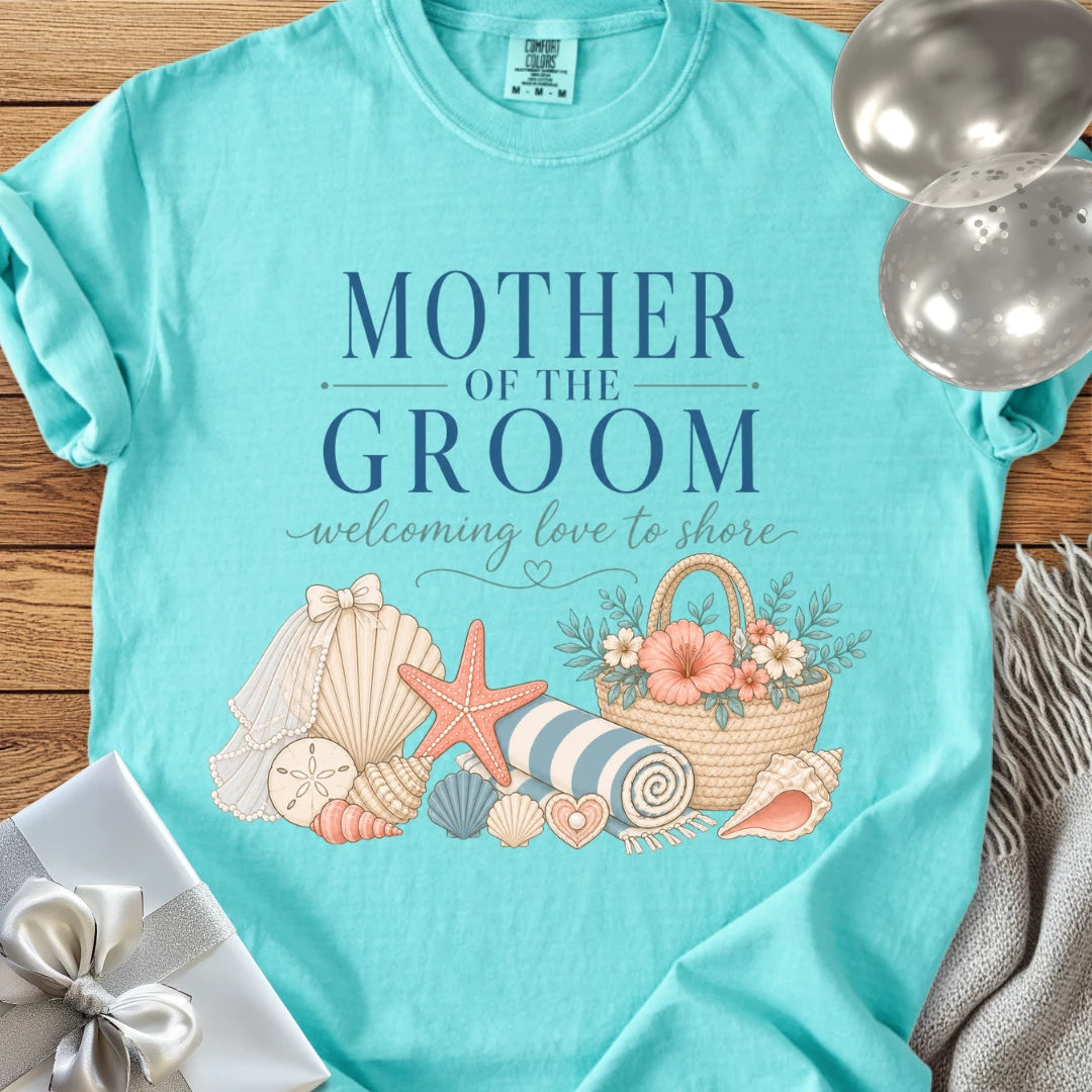 Mother of the Groom, Welcoming Love to Shore - Premium Wedding T-Shirt