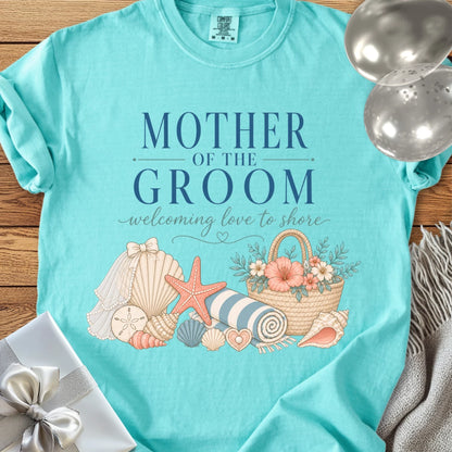 Mother of the Groom, Welcoming Love to Shore - Premium Wedding T-Shirt