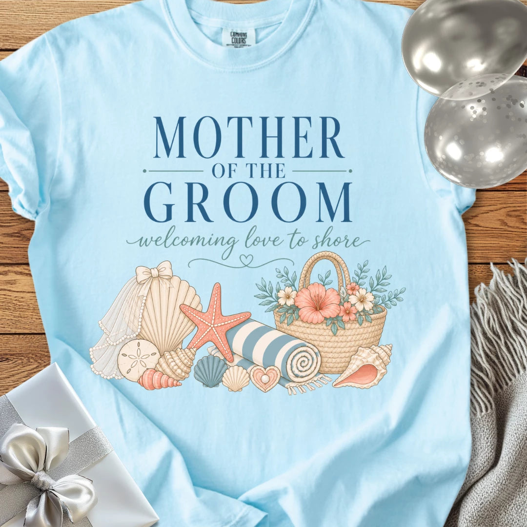 Mother of the Groom, Welcoming Love to Shore - Premium Wedding T-Shirt
