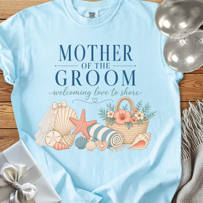 Mother of the Groom, Welcoming Love to Shore - Premium Wedding T-Shirt