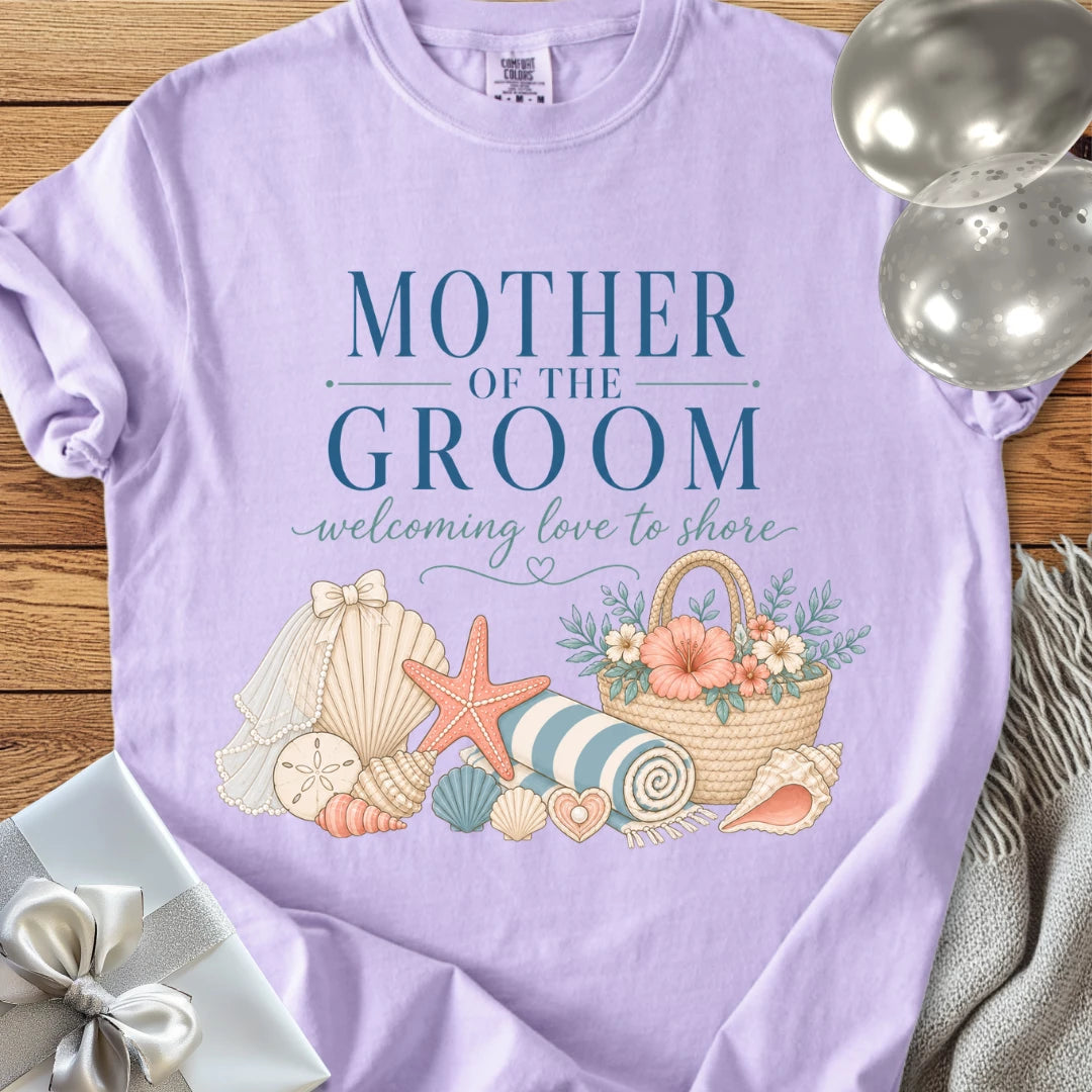 Mother of the Groom, Welcoming Love to Shore - Premium Wedding T-Shirt