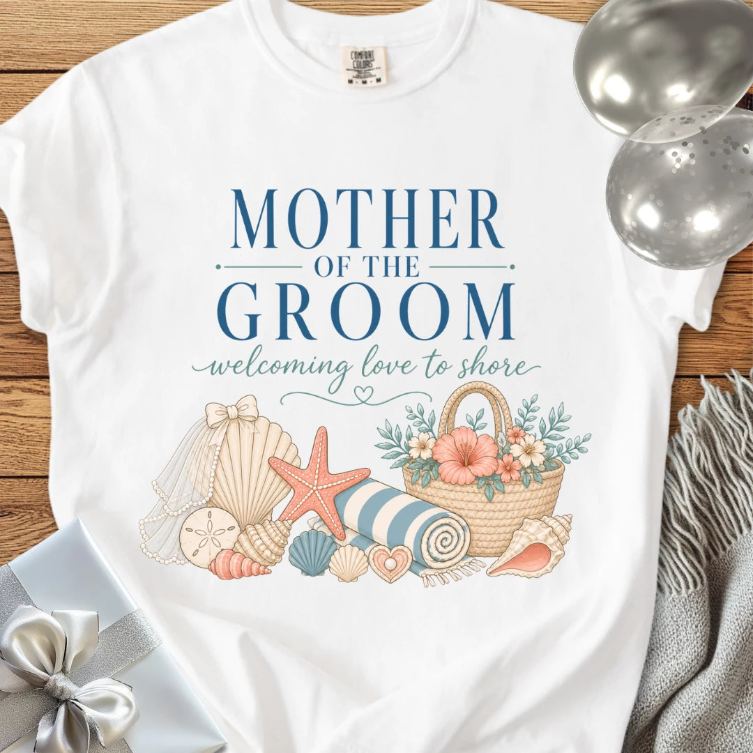 Mother of the Groom, Welcoming Love to Shore - Premium Wedding T-Shirt
