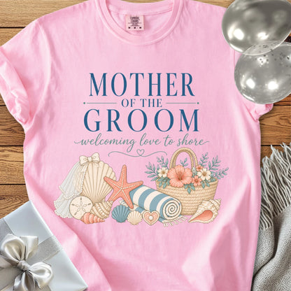 Mother of the Groom, Welcoming Love to Shore - Premium Wedding T-Shirt