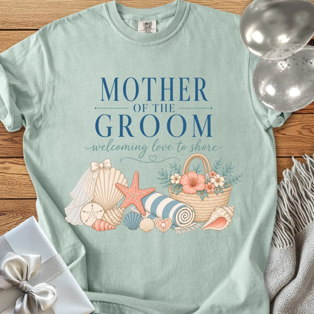 Mother of the Groom, Welcoming Love to Shore - Premium Wedding T-Shirt