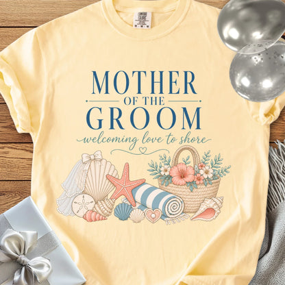 Mother of the Groom, Welcoming Love to Shore - Premium Wedding T-Shirt