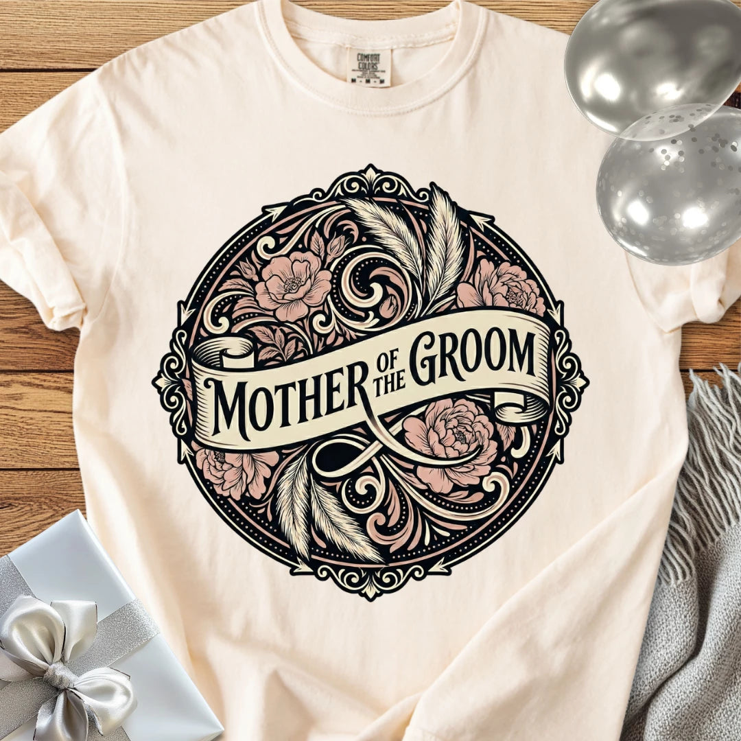 Mother of the Groom - Premium Ornate Peony Wedding T-Shirt