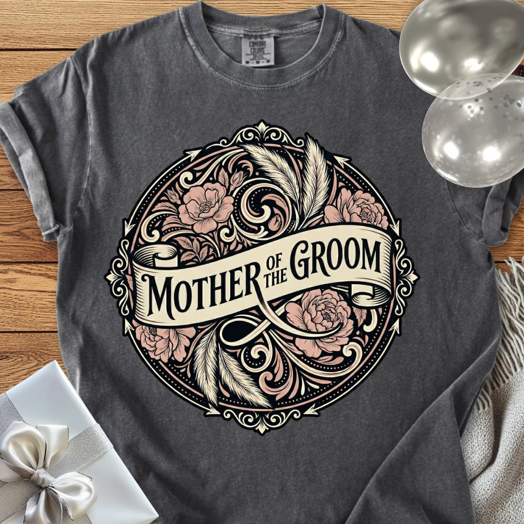 Mother of the Groom - Premium Ornate Peony Wedding T-Shirt