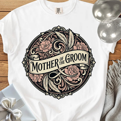 Mother of the Groom - Premium Ornate Peony Wedding T-Shirt