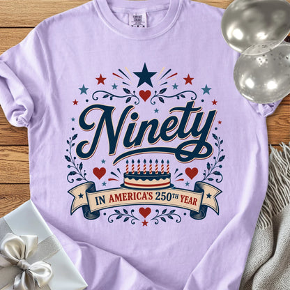 Ninety In America's 250th Year - Premium America 250 Birthday T-Shirt