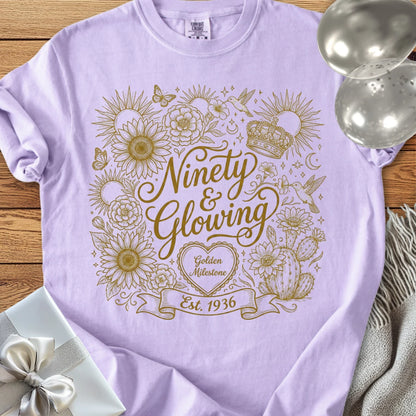 Ninety & Glowing, Est 1936 - Premium 90th Birthday T-Shirt
