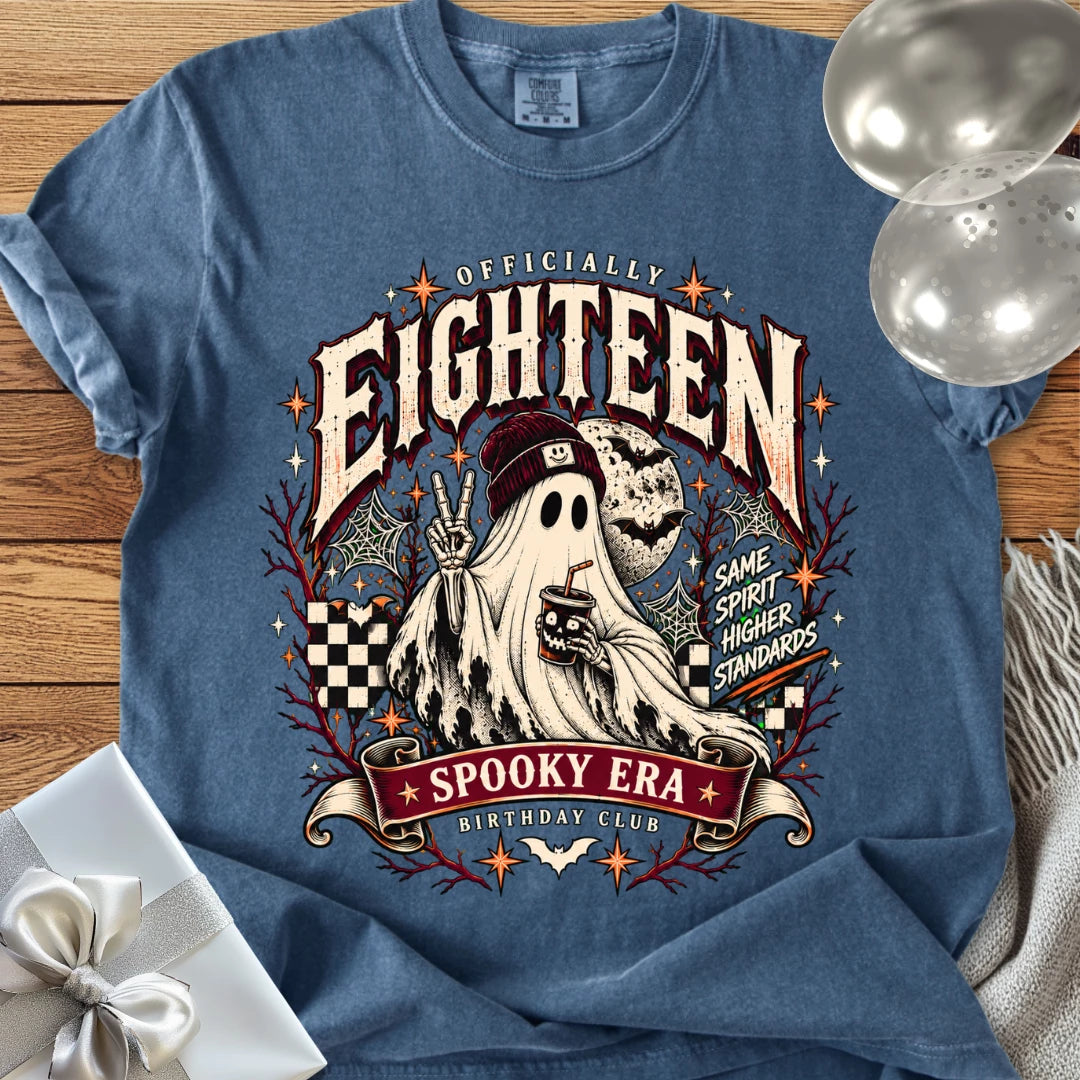 Officially Eighteen, Spooky Era -Premium Halloween 18th Birthday T-Shirt