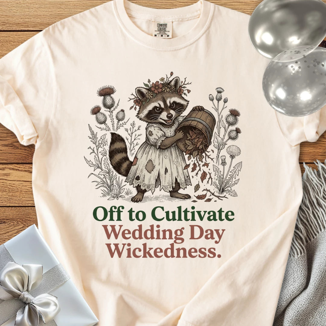 Off to Cultivate Wedding Day Wickedness - Premium Wedding T-Shirt