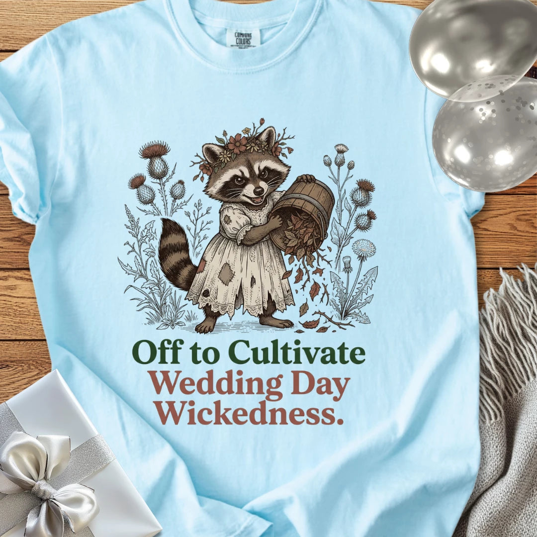 Off to Cultivate Wedding Day Wickedness - Premium Wedding T-Shirt
