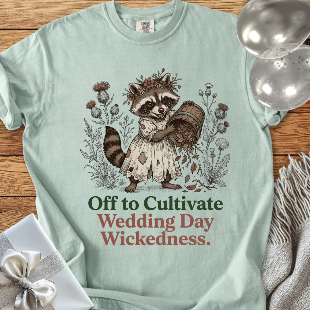 Off to Cultivate Wedding Day Wickedness - Premium Wedding T-Shirt