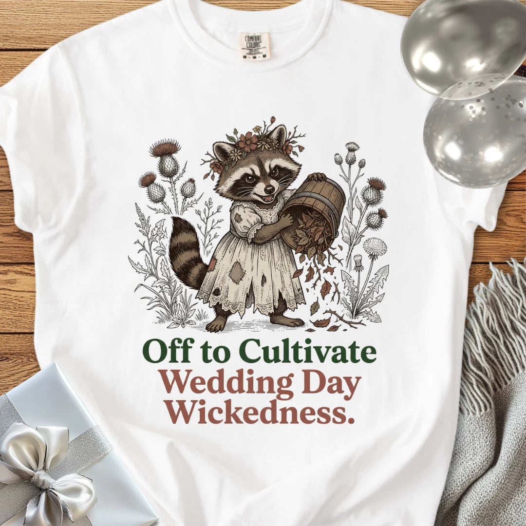 Off to Cultivate Wedding Day Wickedness - Premium Wedding T-Shirt