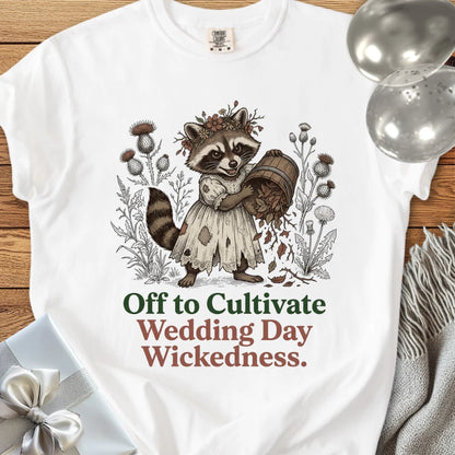 Off to Cultivate Wedding Day Wickedness - Premium Wedding T-Shirt