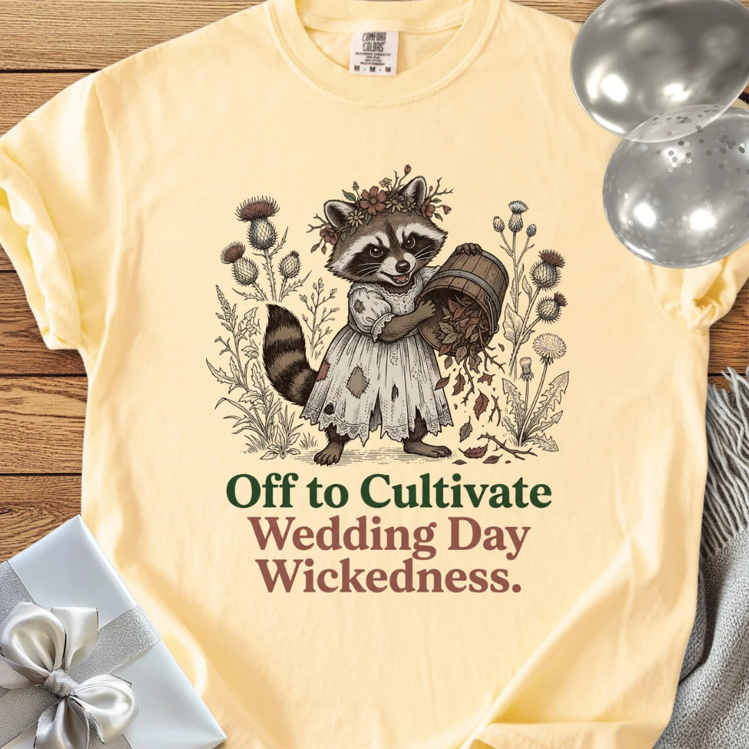 Off to Cultivate Wedding Day Wickedness - Premium Wedding T-Shirt