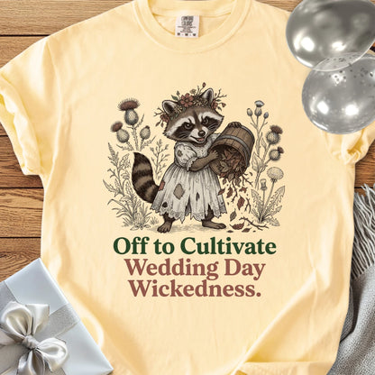 Off to Cultivate Wedding Day Wickedness - Premium Wedding T-Shirt
