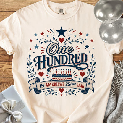 One Hundred in America’s 250th Year - Premium America 250 Birthday T-Shirt