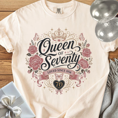 Queen of Seventy, Loved Since 1956 - Premium 70th Birthday T-Shirt
