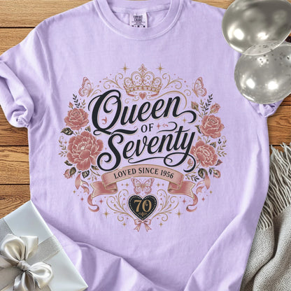 Queen of Seventy, Loved Since 1956 - Premium 70th Birthday T-Shirt