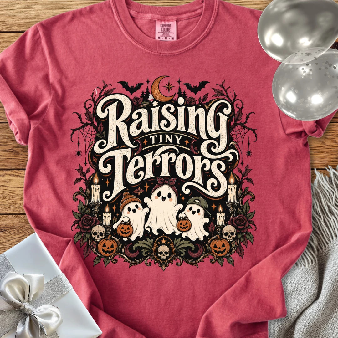 Raising Tiny Terrors - Premium Halloween T-Shirt