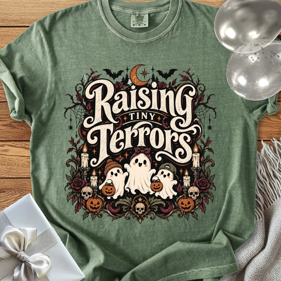 Raising Tiny Terrors - Premium Halloween T-Shirt