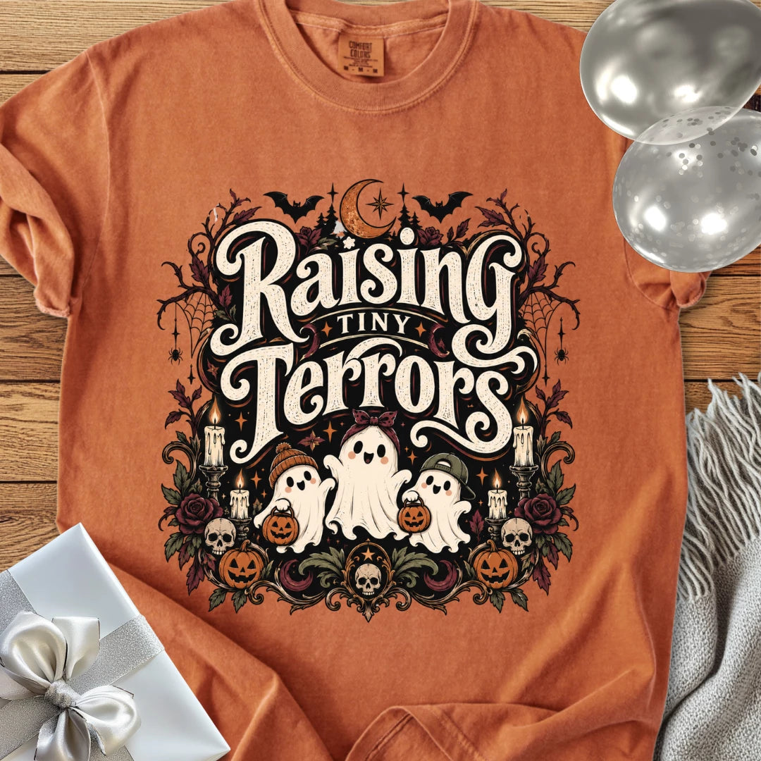 Raising Tiny Terrors - Premium Halloween T-Shirt
