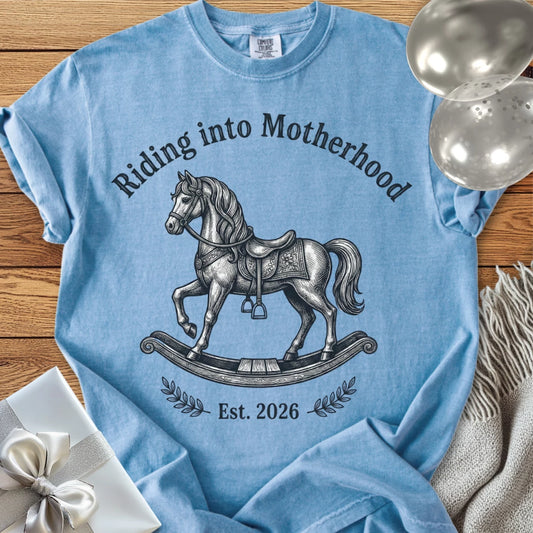Riding into Motherhood, Est. 2026 - Premium New Baby T-Shirt