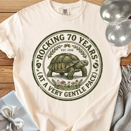 Rocking 70 Years (at a very gentle pace), Est. 1956 - Premium 70th Birthday T-Shirt