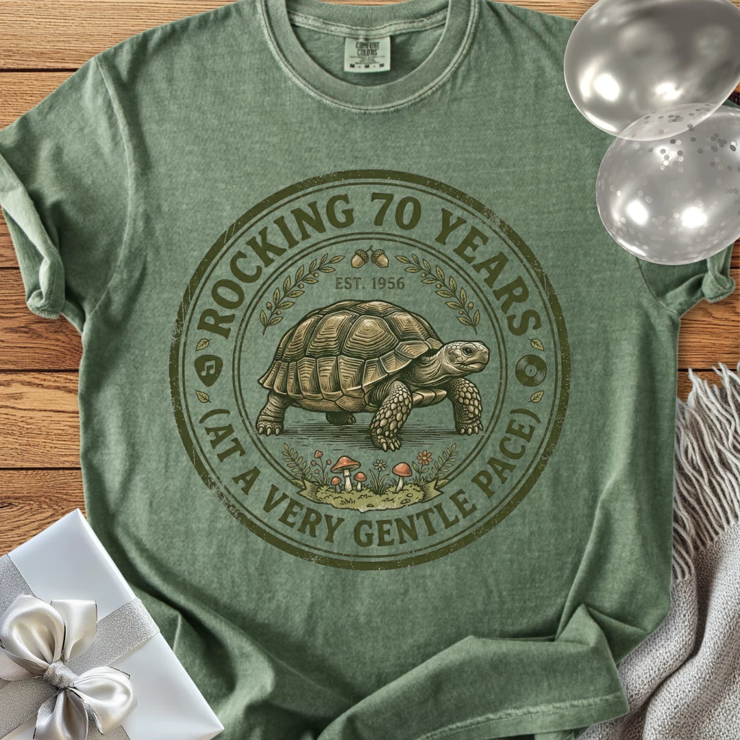 Rocking 70 Years (at a very gentle pace), Est. 1956 - Premium 70th Birthday T-Shirt