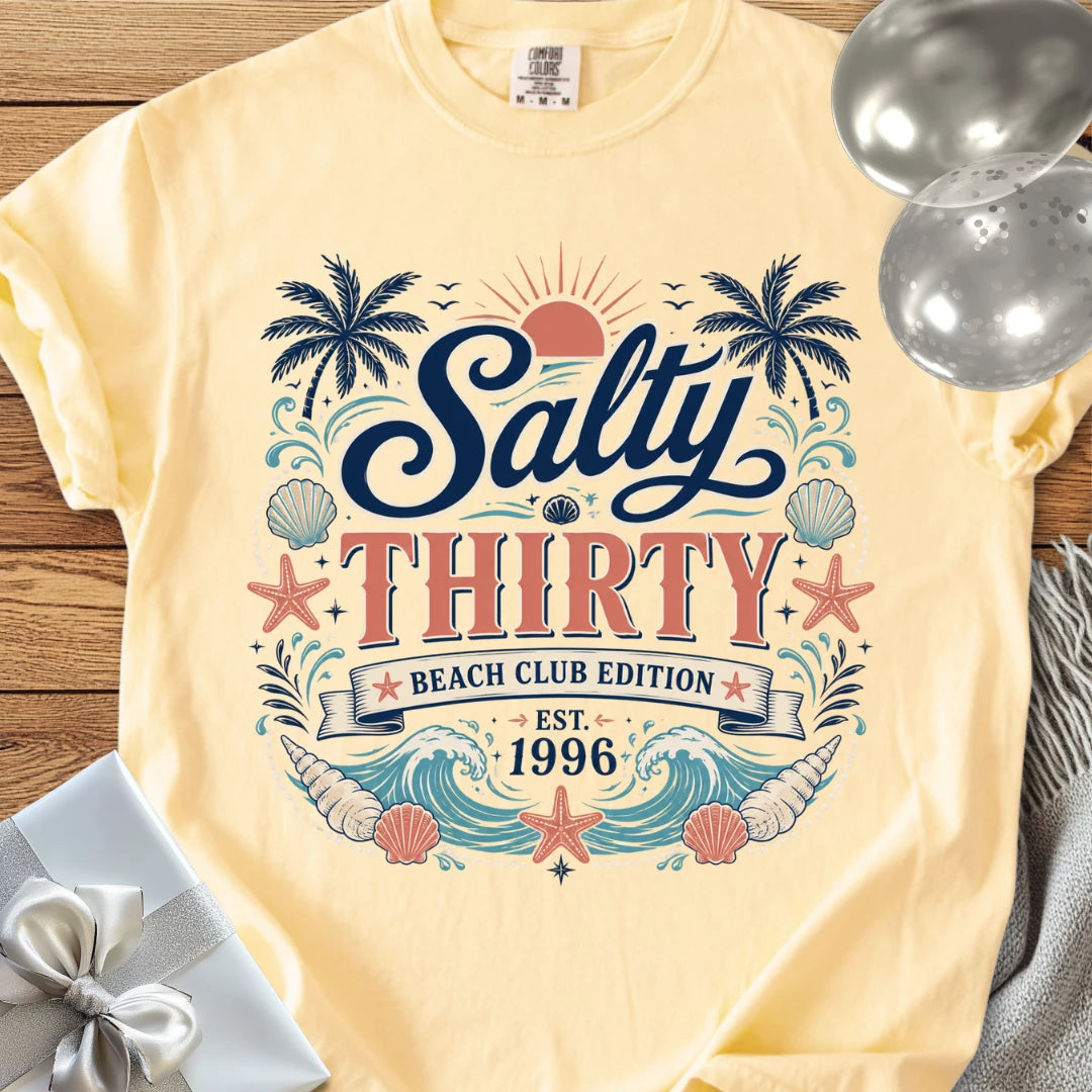 Salty Thirty Beach Club, Est 1996 - Premium 30th Birthday T-Shirt