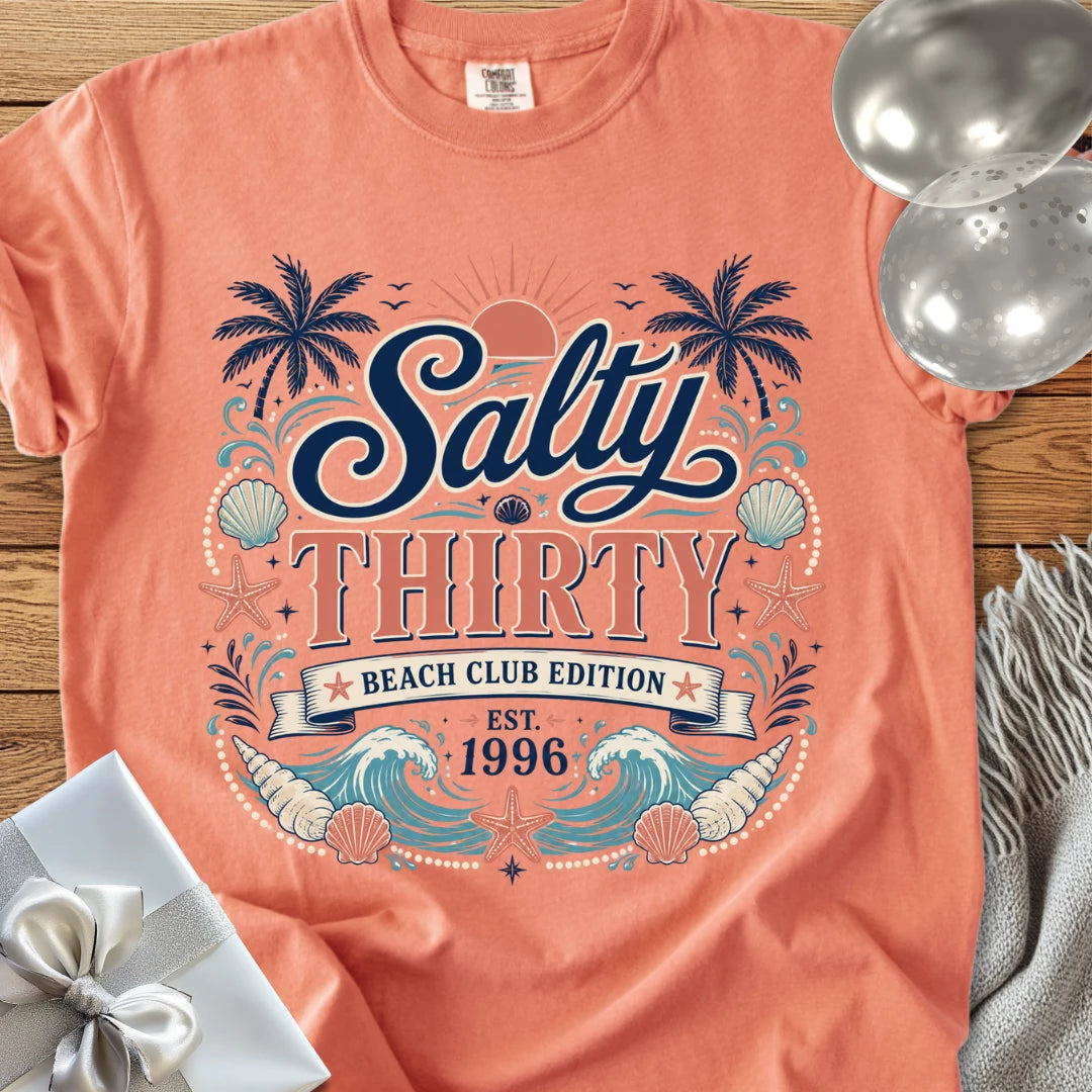 Salty Thirty Beach Club, Est 1996 - Premium 30th Birthday T-Shirt