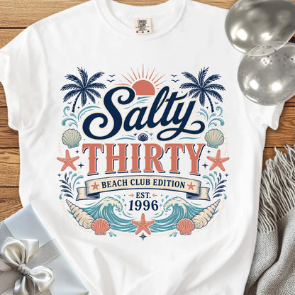 Salty Thirty Beach Club, Est 1996 - Premium 30th Birthday T-Shirt