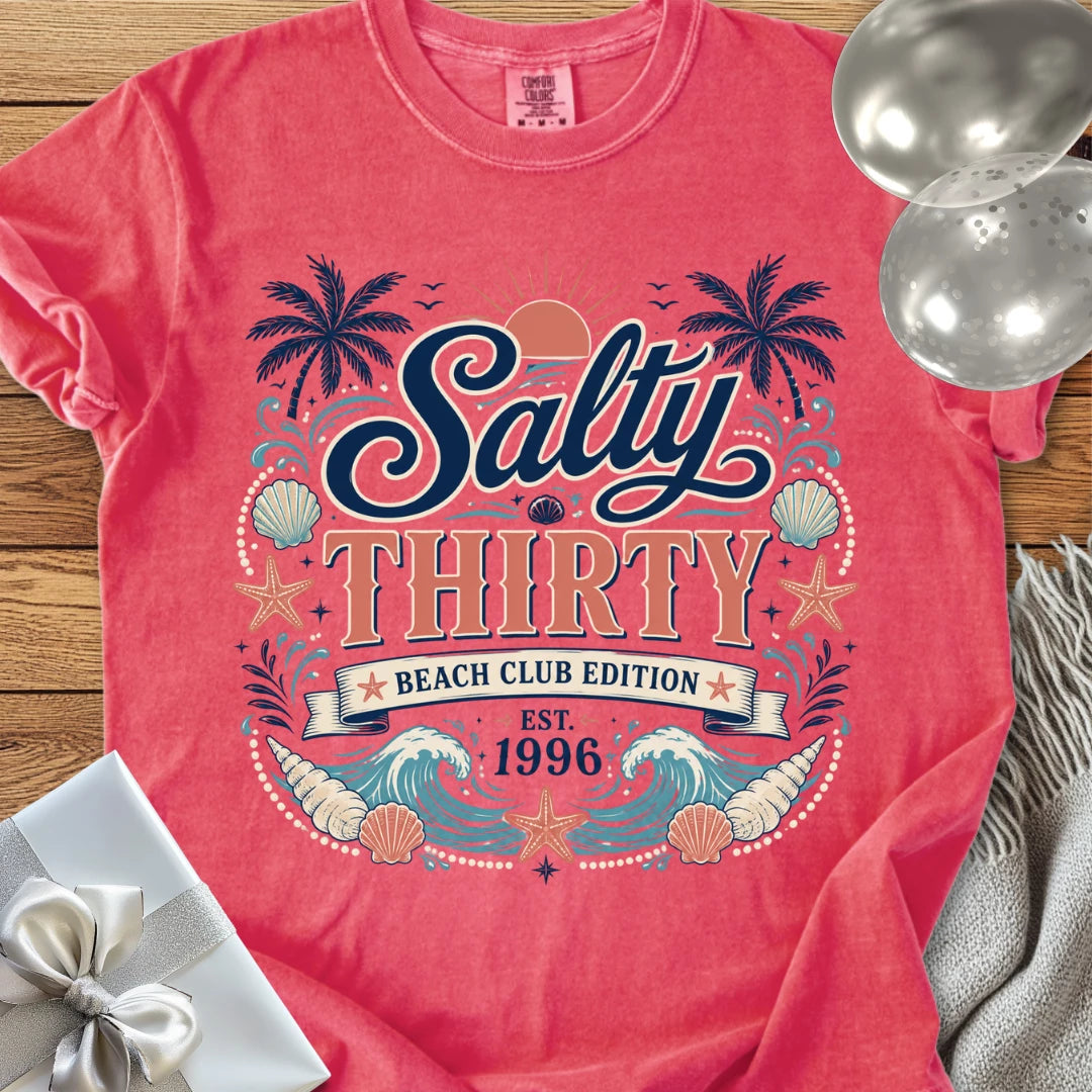 Salty Thirty Beach Club, Est 1996 - Premium 30th Birthday T-Shirt