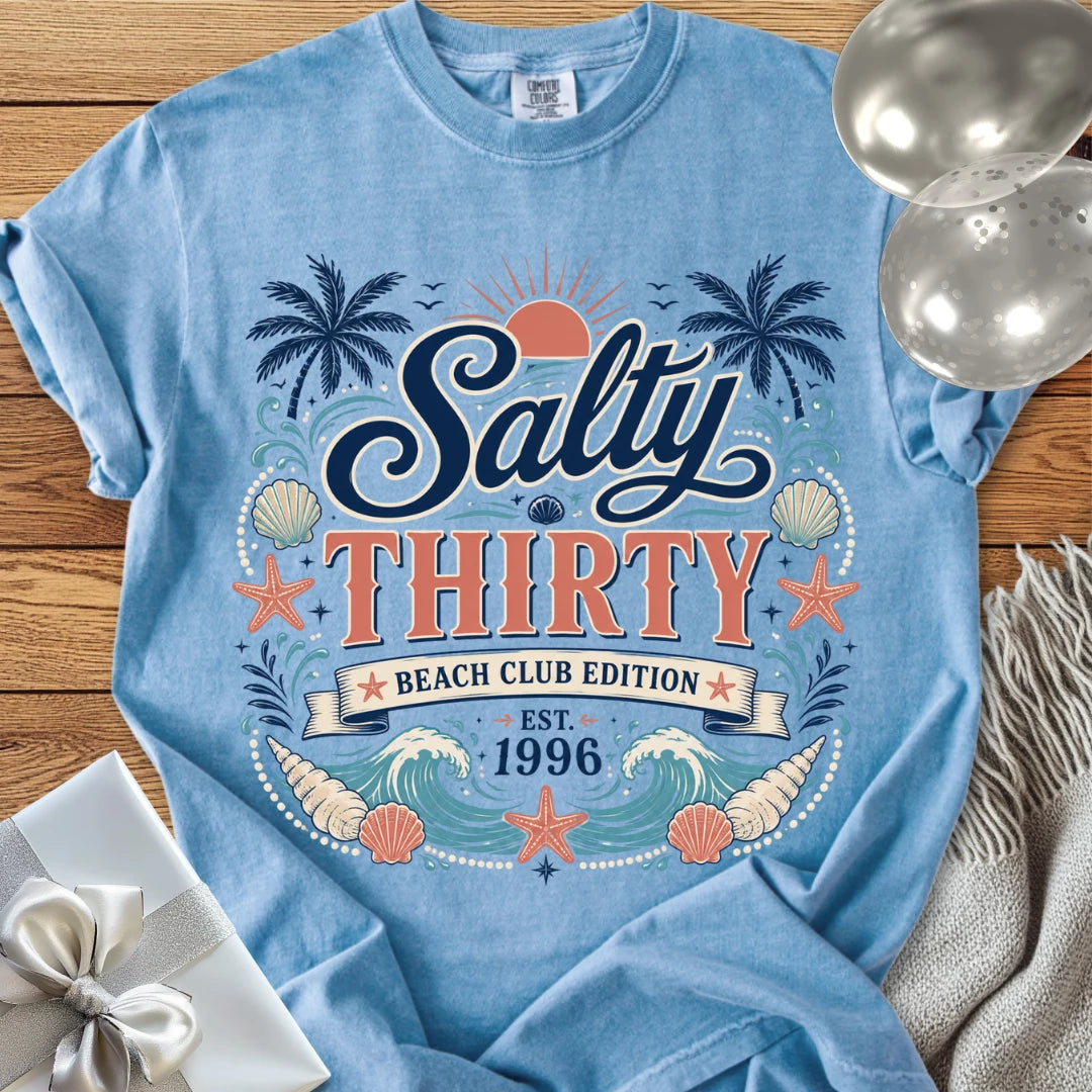 Salty Thirty Beach Club, Est 1996 - Premium 30th Birthday T-Shirt