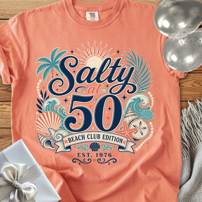 Salty at 50 Beach Club Edition, Est. 1976 - Premium 50th Birthday T-Shirt