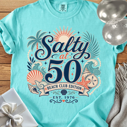 Salty at 50 Beach Club Edition, Est. 1976 - Premium 50th Birthday T-Shirt
