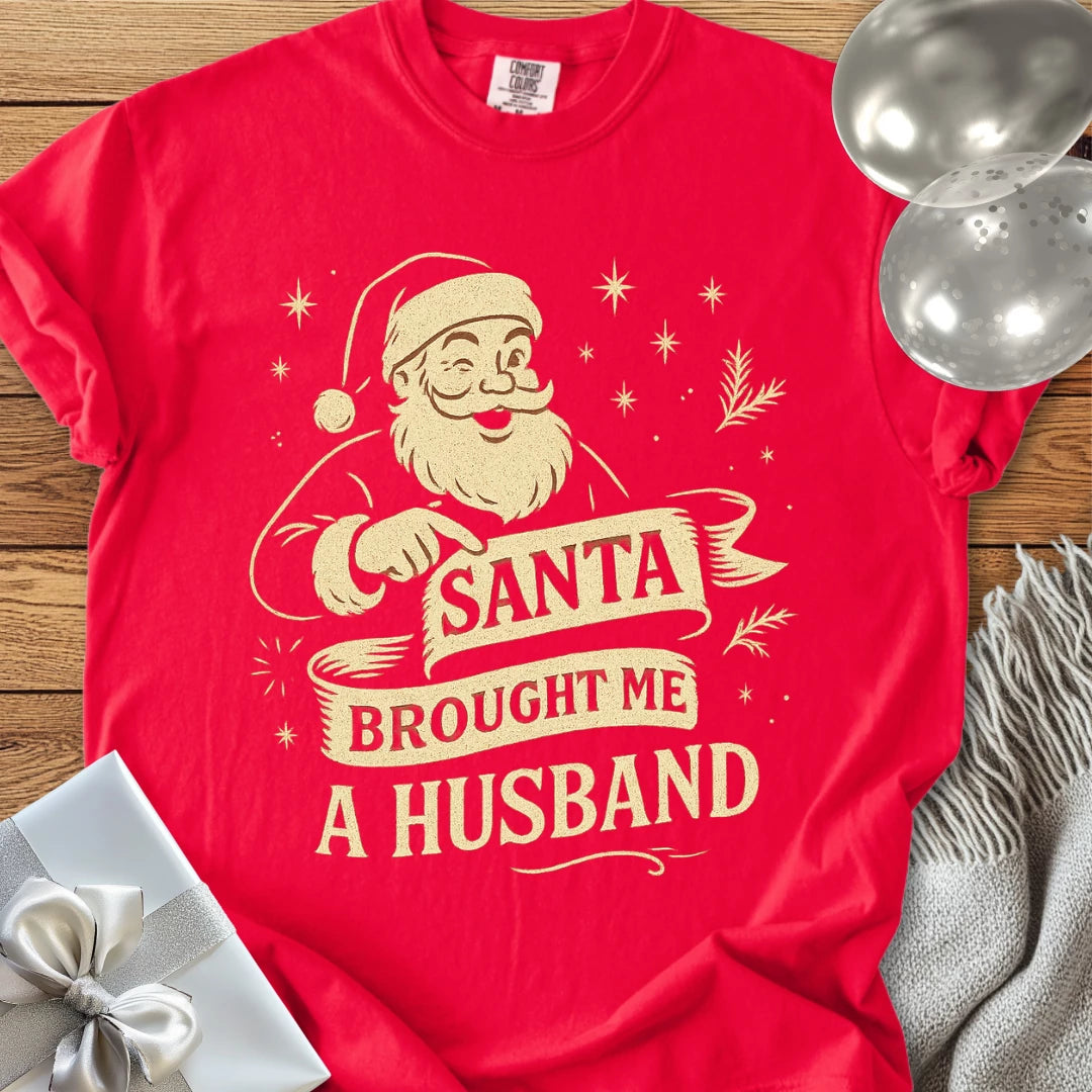 Santa Brought Me a Husband - Premium Christmas T-Shirt