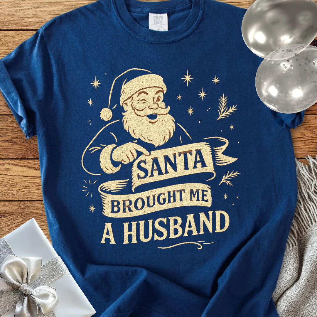 Santa Brought Me a Husband - Premium Christmas T-Shirt