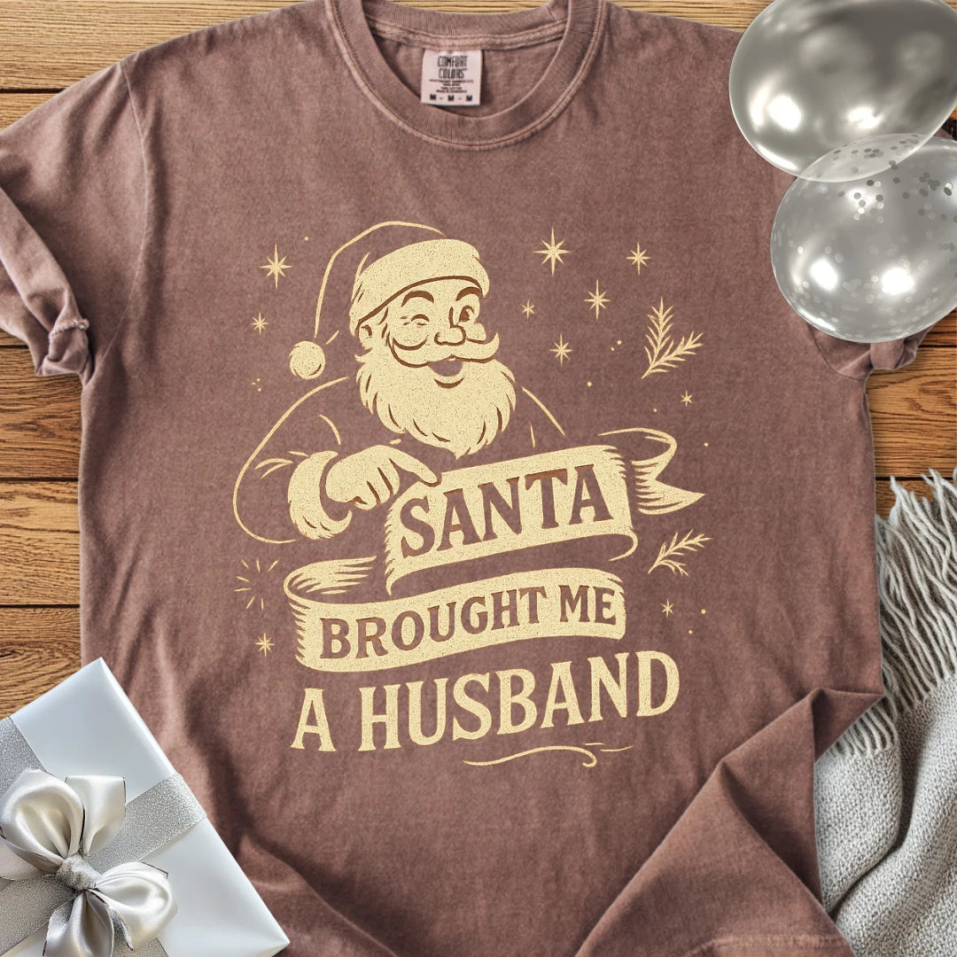 Santa Brought Me a Husband - Premium Christmas T-Shirt