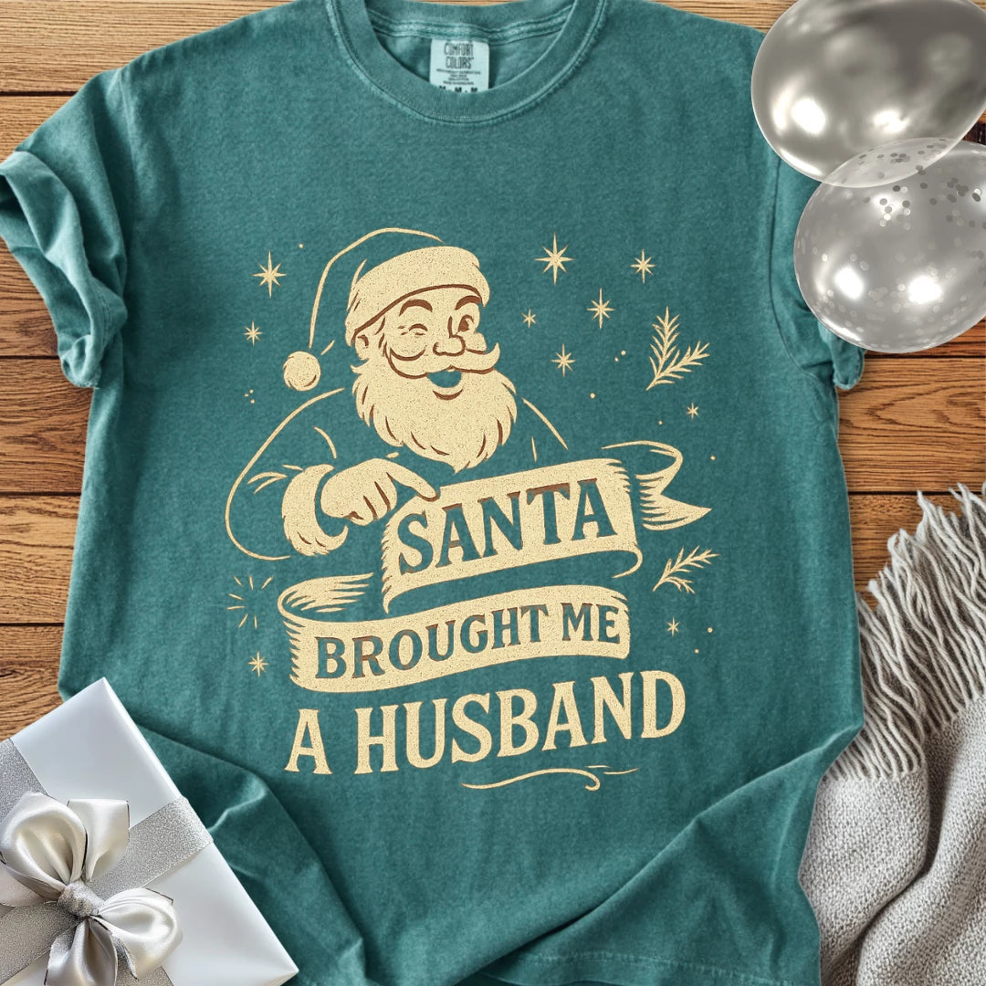 Santa Brought Me a Husband - Premium Christmas T-Shirt