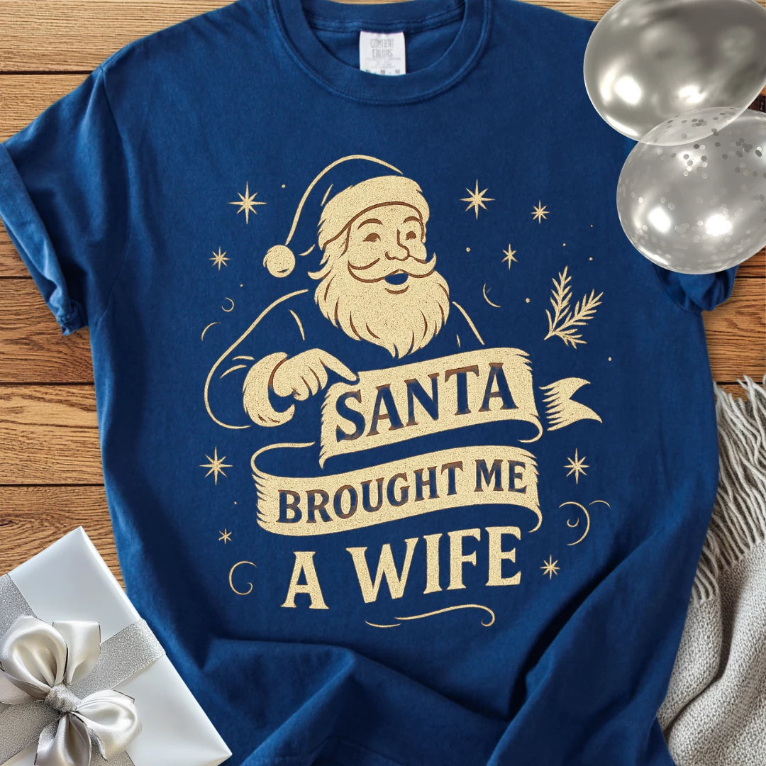 Santa Brought Me a Wife- Premium Christmas T-Shirt
