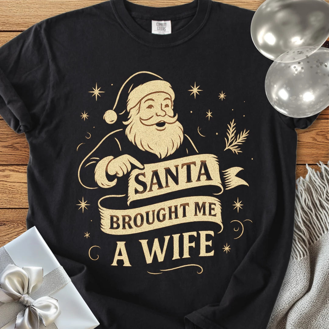 Santa Brought Me a Wife- Premium Christmas T-Shirt