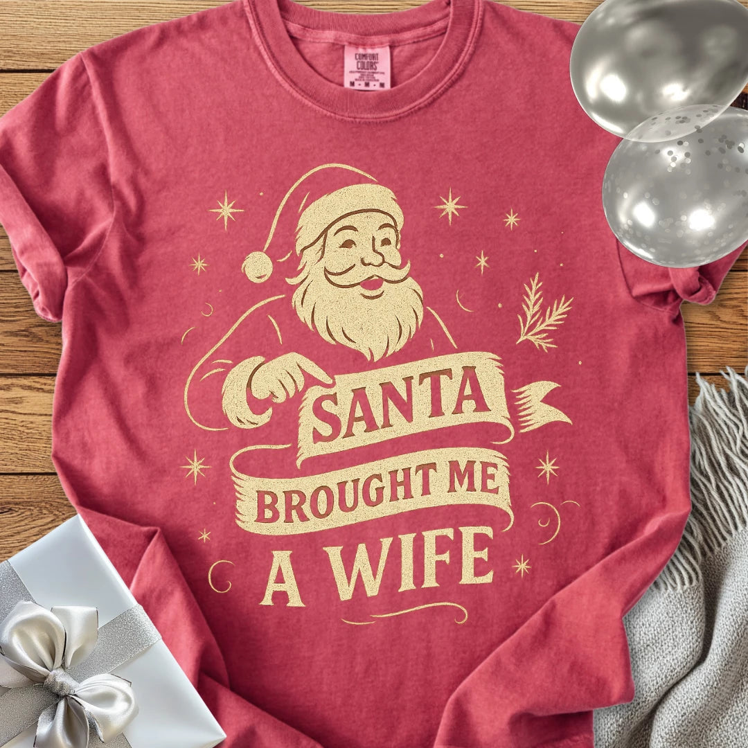 Santa Brought Me a Wife- Premium Christmas T-Shirt