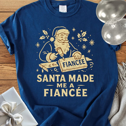Santa Made Me a Fiancee - Premium Christmas Engagement T-Shirt