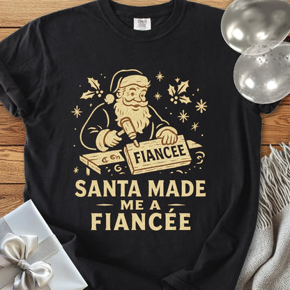 Santa Made Me a Fiancee - Premium Christmas Engagement T-Shirt